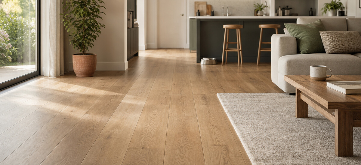 Compare solid wood, engineered wood, laminate and SPC vinyl flooring room by room. Get UFH compatibility, durability ratings and expert buying tips.