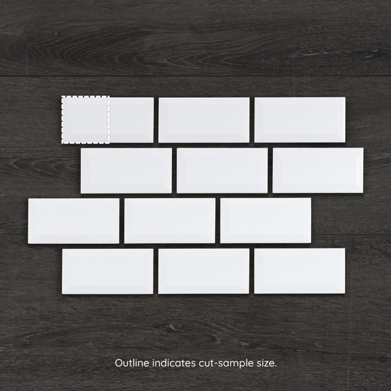 Mini Metro White Bevelled Gloss Tile 15x7.5cm