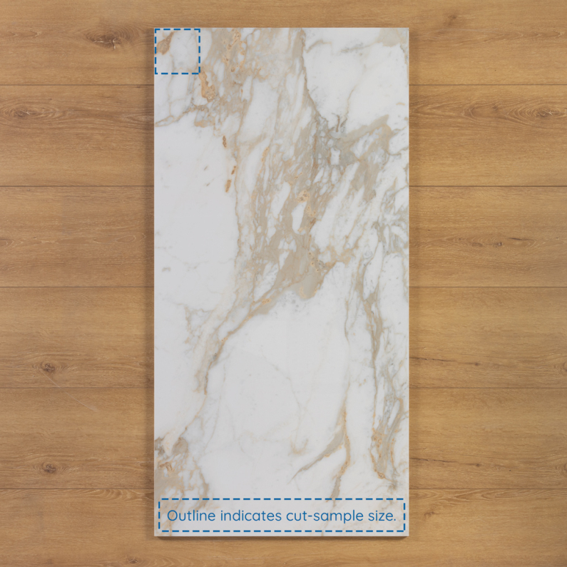 Calacatta Oro Marble-Effect Polished Porcelain Tile 120x60cm