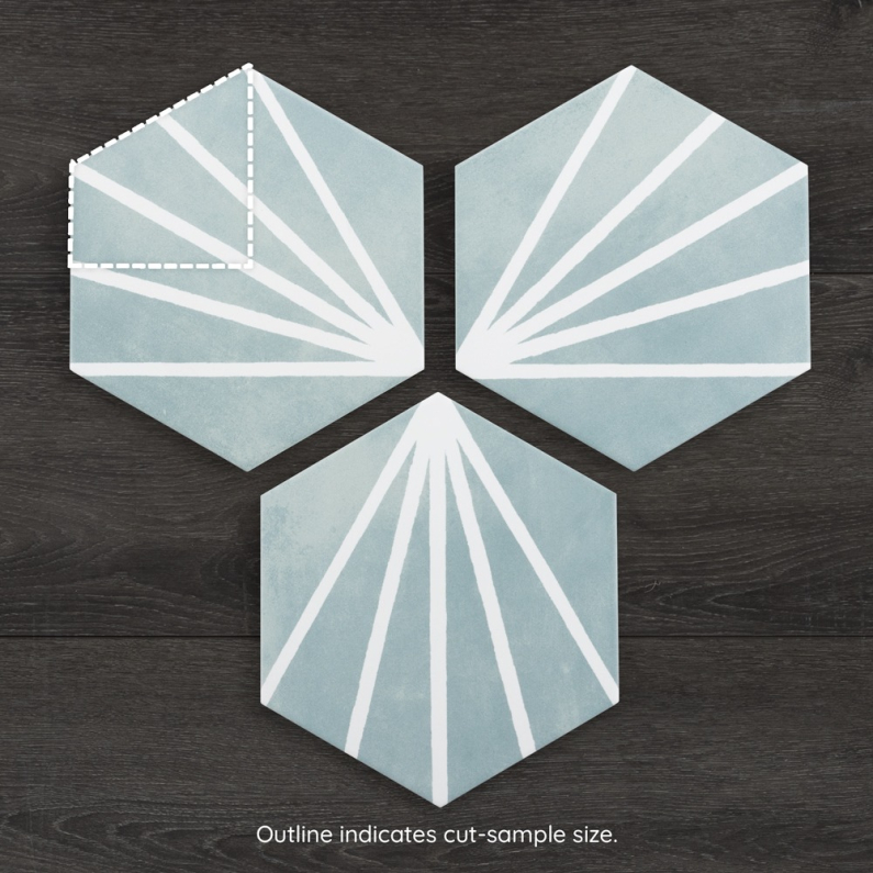 Lilypad Hexagon Aguamarina Matt Porcelain Tile 23x20cm