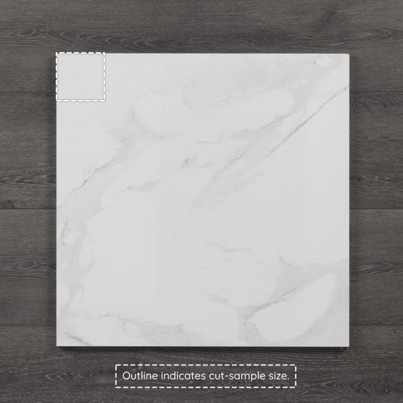 Statuario Light Marble-Effect Gloss Porcelain Tile 60x60cm