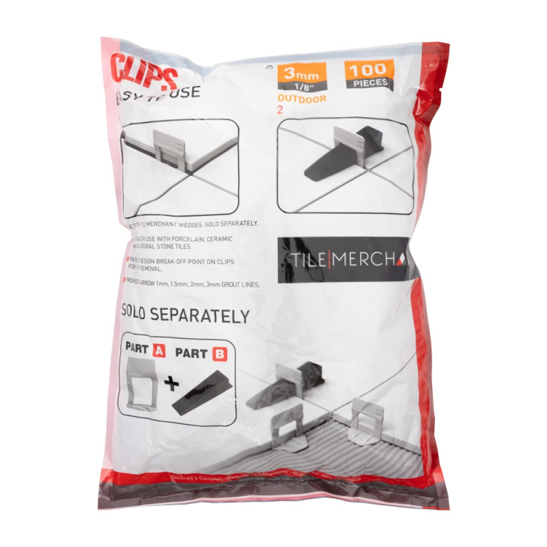 Alpha Tile Levelling Clip (Tile 10-24mm) - 3mm Grout Line (100pcs/Bag) Outdoor 20mm Porcelain