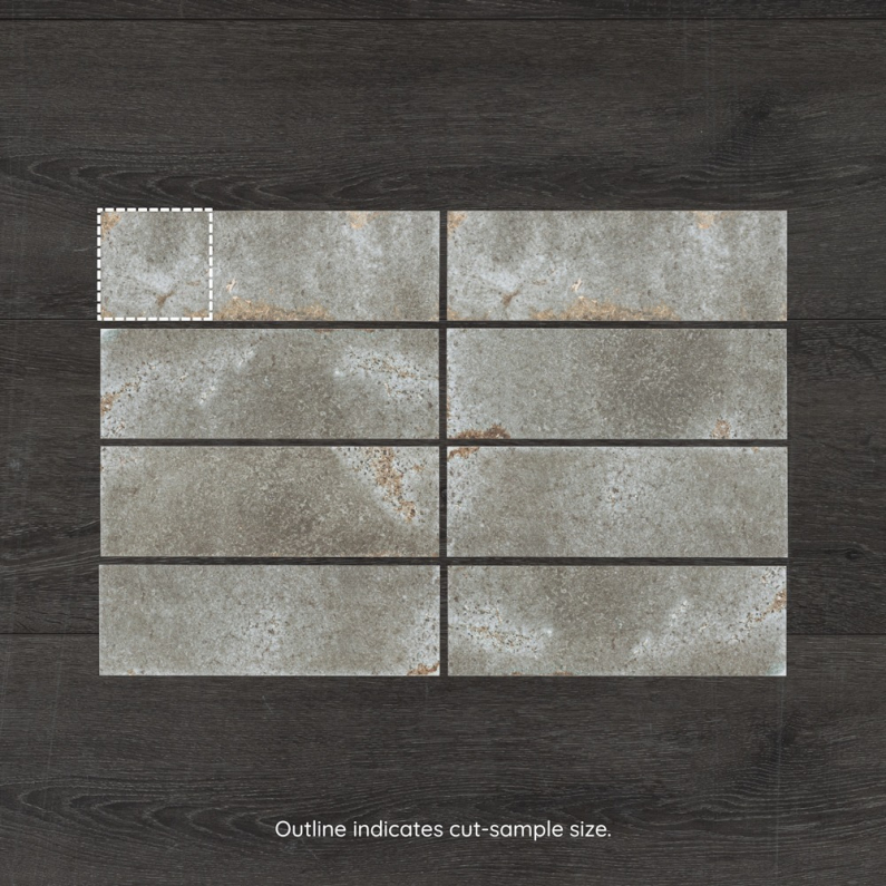 Metro Alma Gris Gloss Porcelain Wall Tile 30x10cm