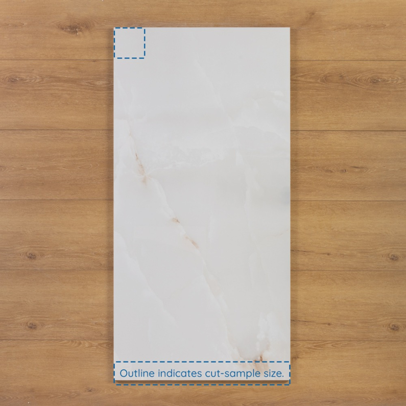 Onyx Bianco Marble-Effect Gloss Porcelain Tile 120x60cm