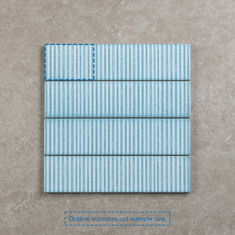 Metro Soldeu Aqua Ceramic Textured Gloss Ceramic Wall Tile 30x7.5cm