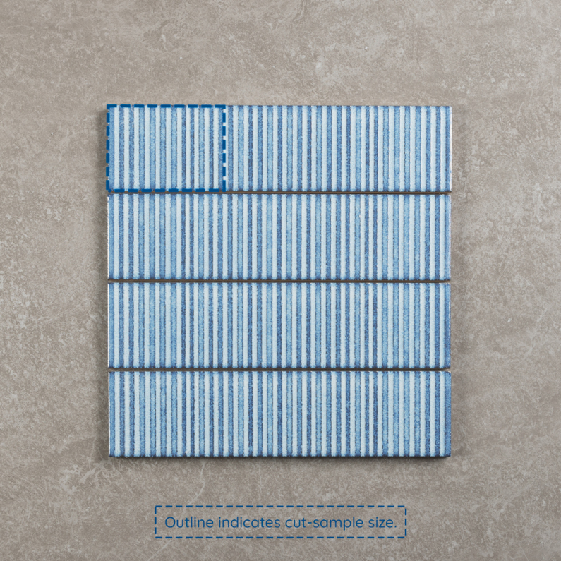 Metro Soldeu Blue Ceramic Textured Gloss Ceramic Wall Tile 30x7.5cm