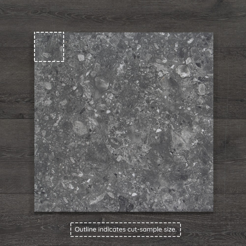 Outdoor Black Terazzo-Effect Matt Porcelain Tile 60x60cm