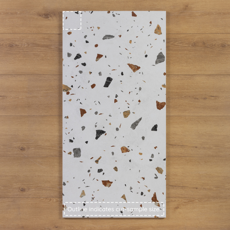 Carnival White Carving Terrazzo-Effect Lustre Porcelain Tile 120x60cm
