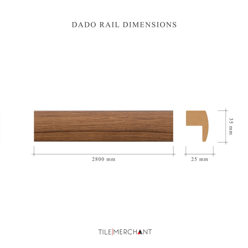 25mm Woodlux Teak Modern Dado Rail 280x3.5cm