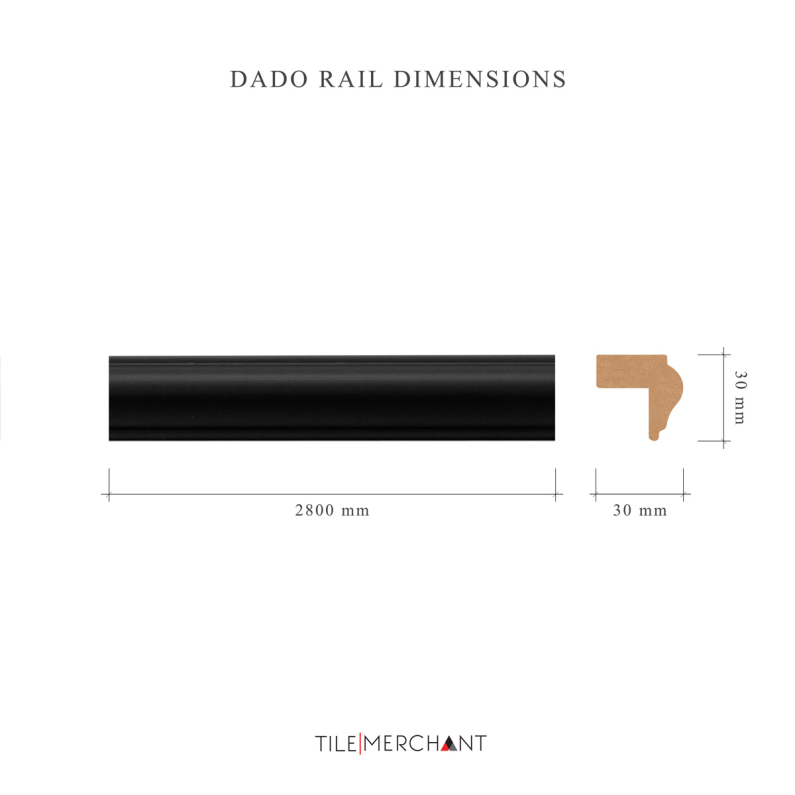 30mm Woodlux Pearl Black Traditional Dado Rail 280x3cm