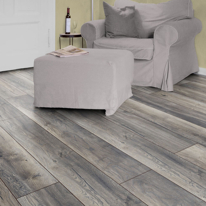 Laminate Flooring - 12mm Robusto 4V AC5 Harbour Oak Grey 138x19cm
