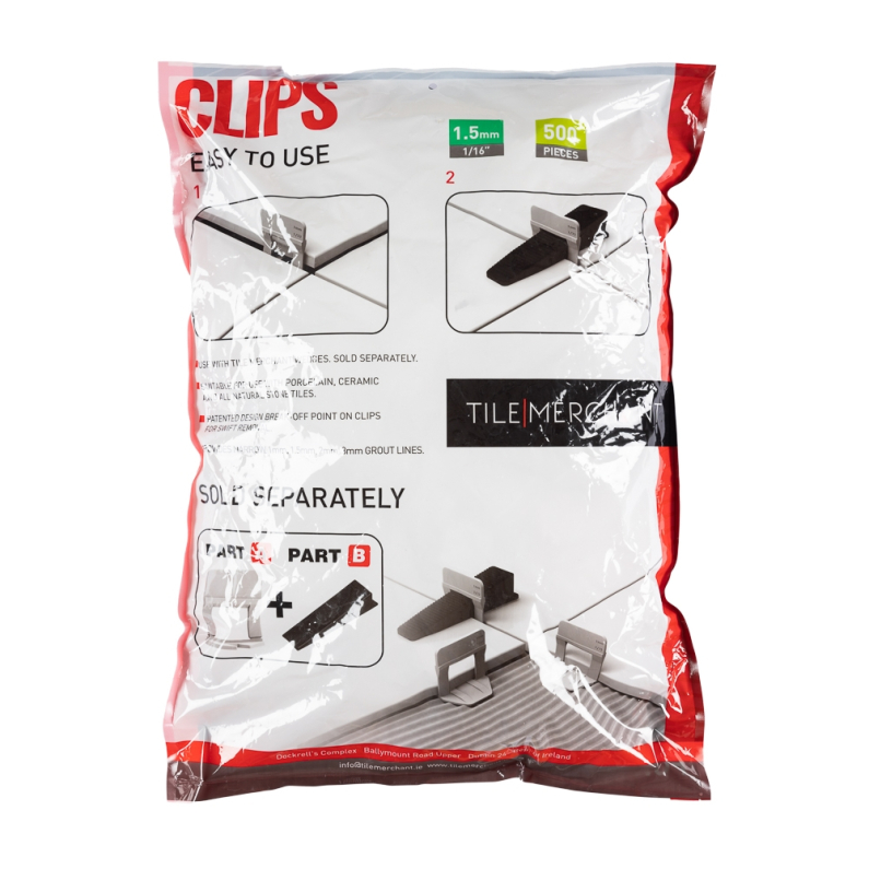 Alpha Tile Levelling Clip (Tile 3-12mm) 1.5mm Grout Line (500pcs/Bag)