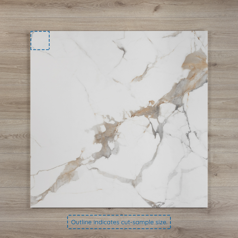 Bianco Platino Marble-Effect Polished Porcelain Tile 100x100cm