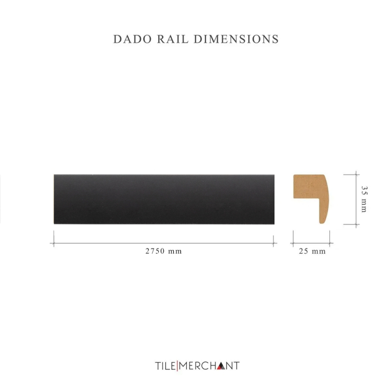 18mm Woodlux Wooden Wall Panel Black Dado Rail 275x3.5cm