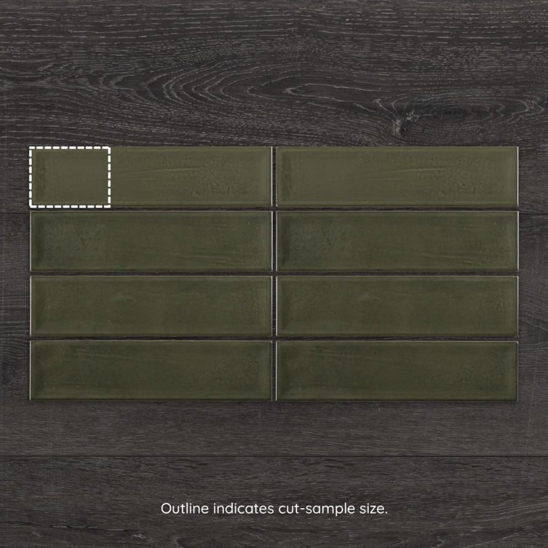 Nara Oliva Gloss Ceramic Wall Tile 30x7.5cm