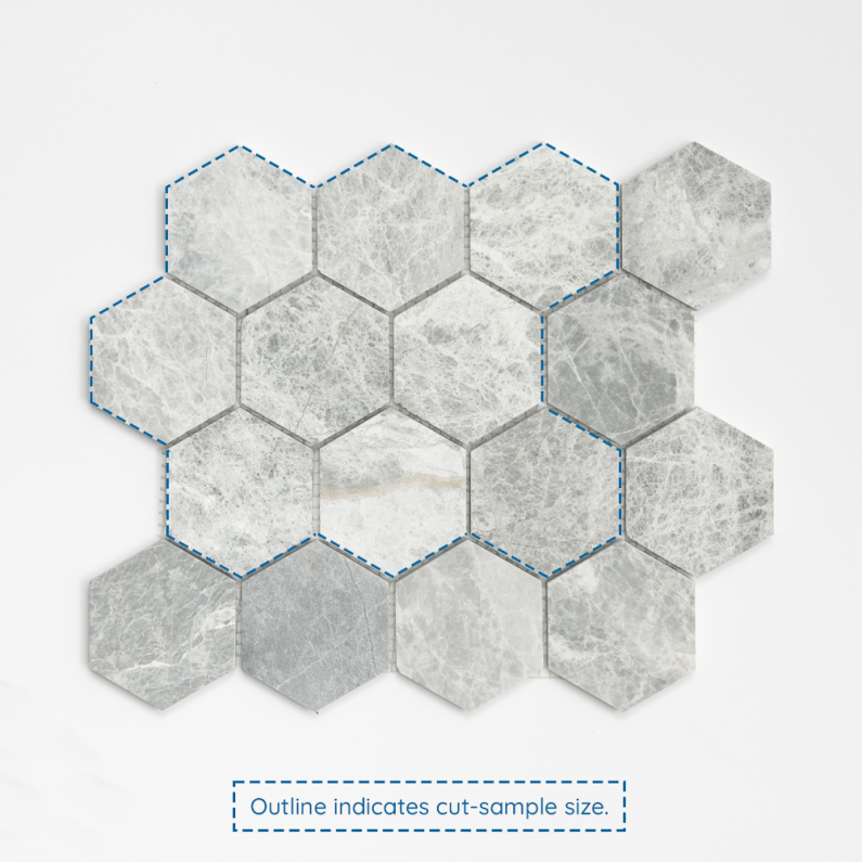 Jersey Grey Hexagon Honed Marble Mosaic 28.5x25cm