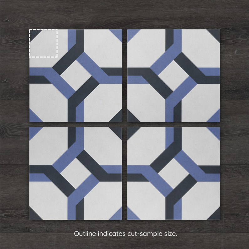Nantes Blue Pattern Matt Porcelain Tile 33.3x33.3cm