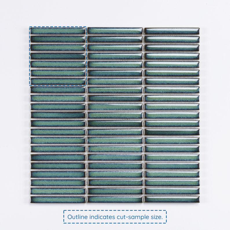Peacock Green Kit Kat Gloss Porcelain Mosaic Tile 28.4x29.8cm