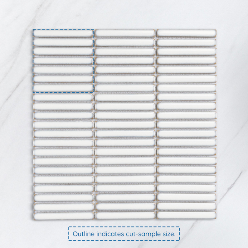 White Kit Kat Gloss Porcelain Mosaic Tile 28.4x29.8cm