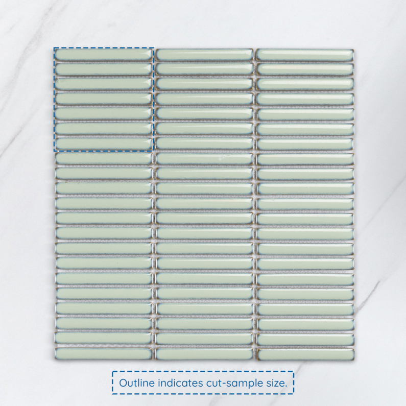 Green Kit Kat Gloss Porcelain Mosaic Tile 28.4x29.8cm