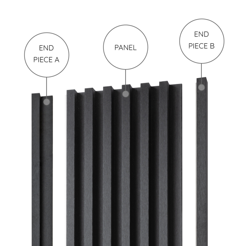 18mm Slat Wall Panel Black End Piece B 290x1.7cm