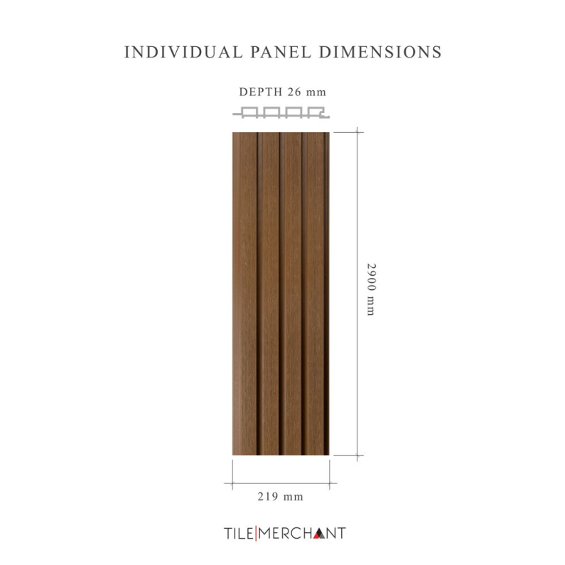 26mm Exterior Composite Wall Panel Teak 290x21.9cm