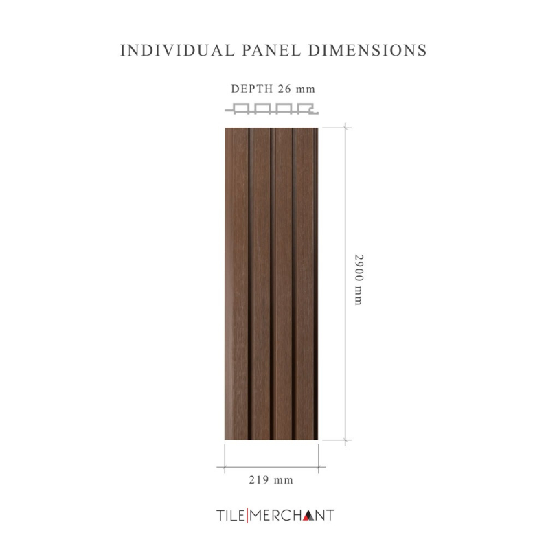 26mm Exterior Composite Wall Panel Walnut  290x21.9cm