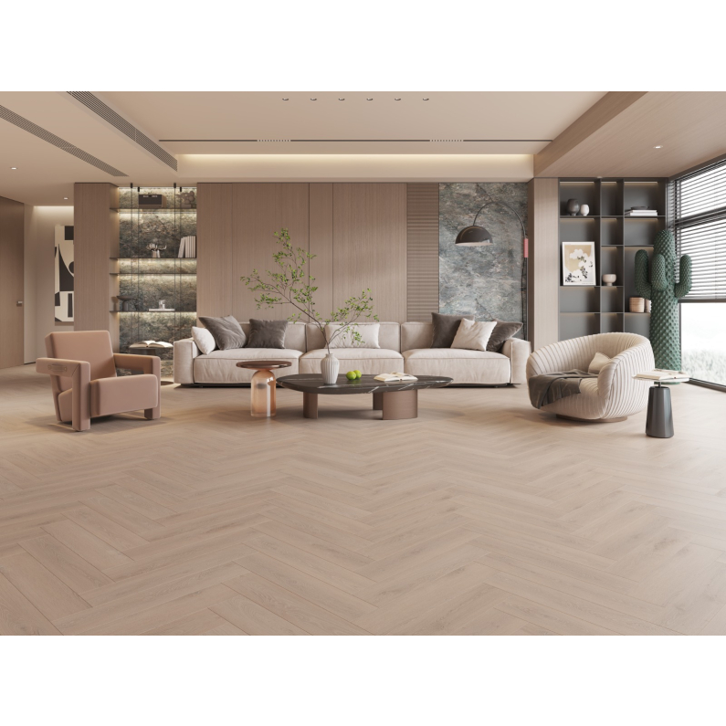 Laminate Flooring - 12mm Milano Herringbone 4V AC5 Duomo Oak 60x10cm