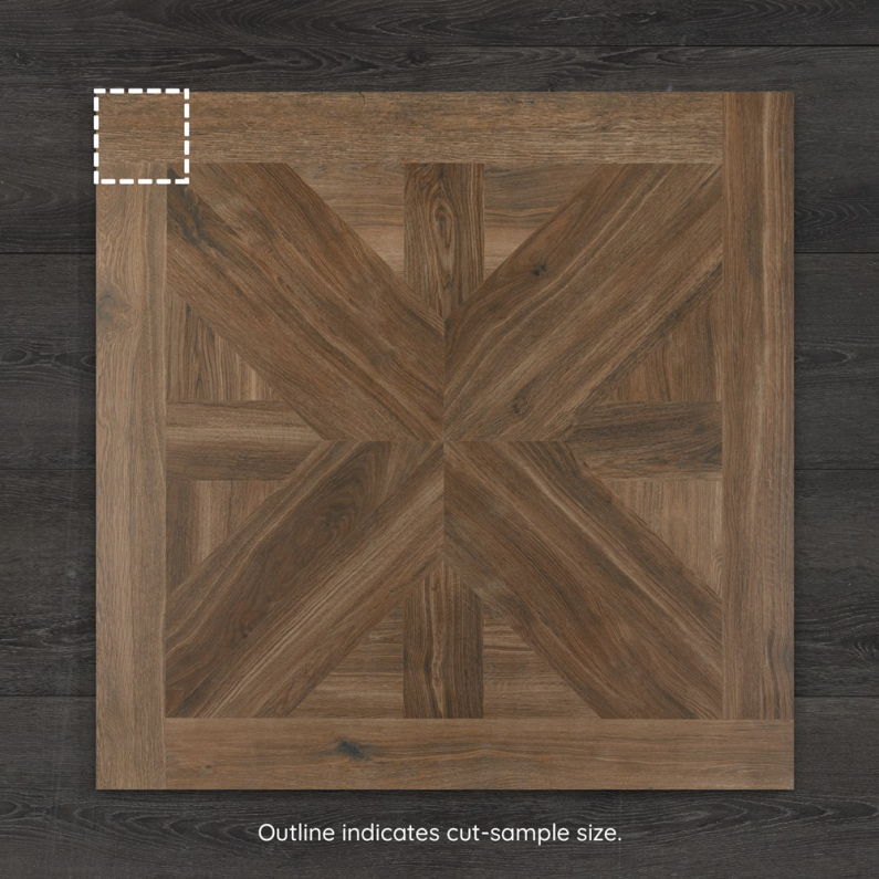 Volute Dark Oak Wood-Effect Matt Porcelain Tile 75x75cm