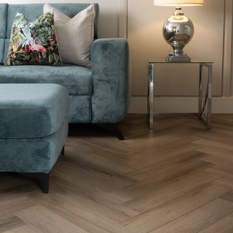 SPC Vinyl Flooring Herringbone - Brent Oak 60x12.5cm