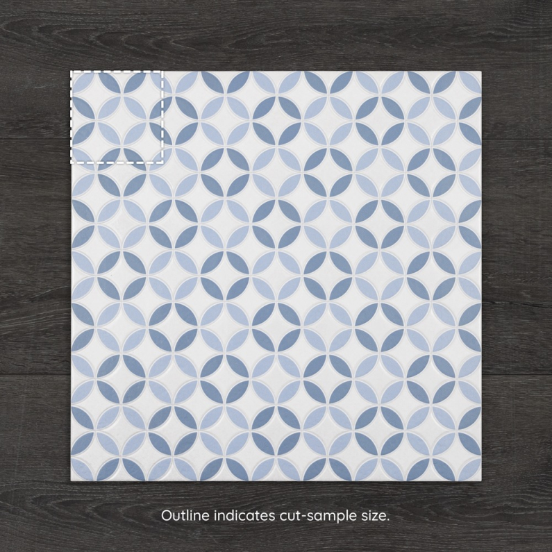 Orly Blue Pattern Satin Porcelain Tile 44.2x44.2cm