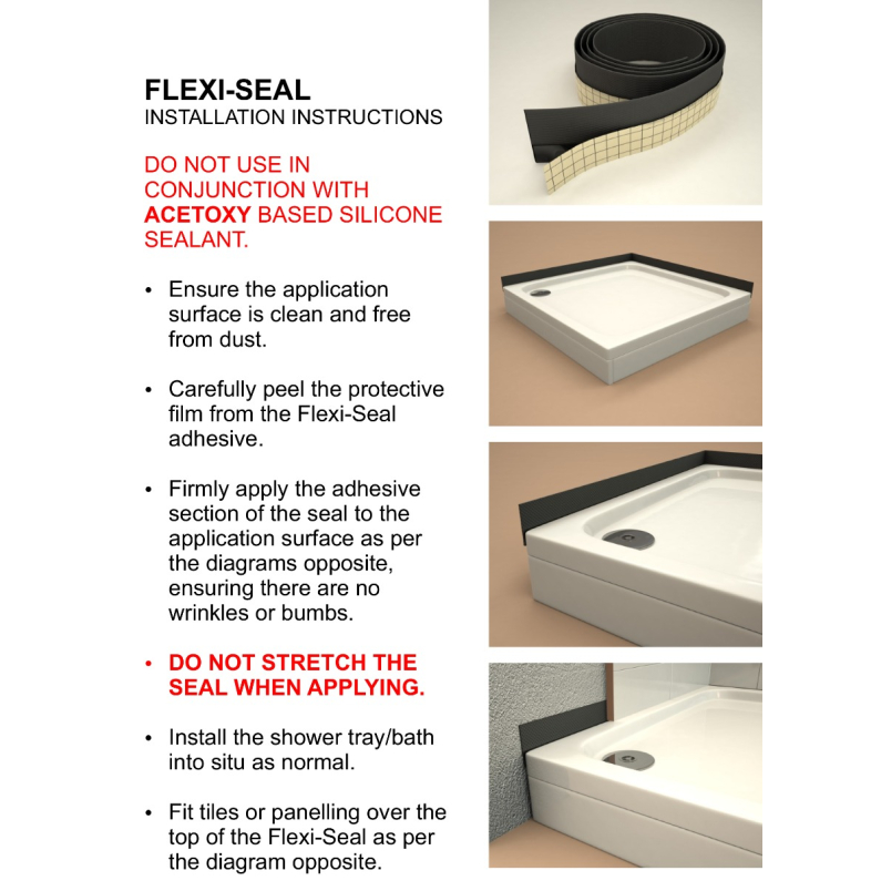 Flexi Shower Tray Seal 2m