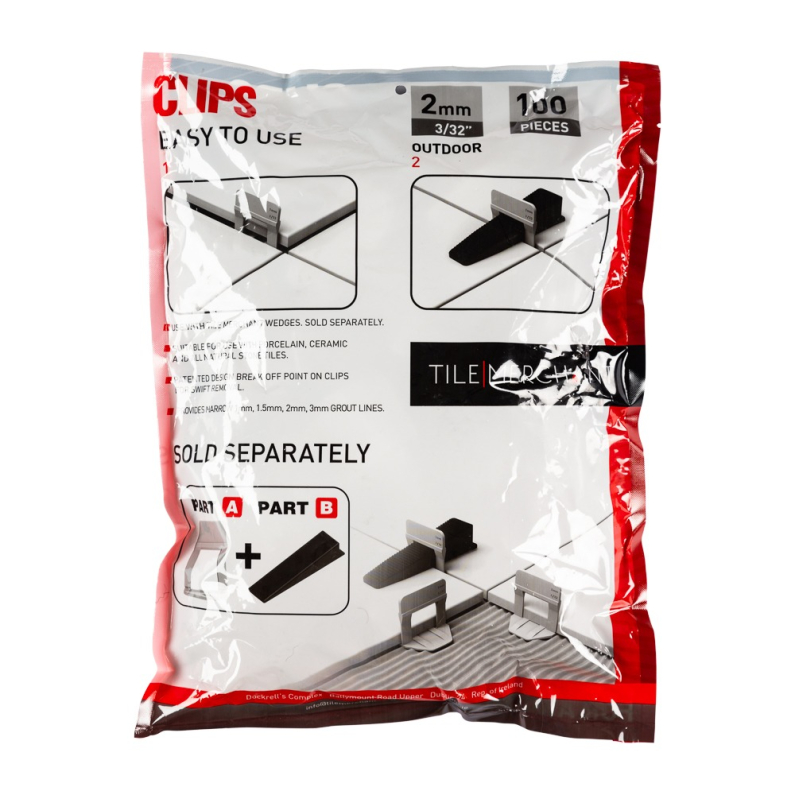 Alpha Tile Levelling Clips (Tile 10-24mm) 5mm Grout Line (250pcs/Bag)