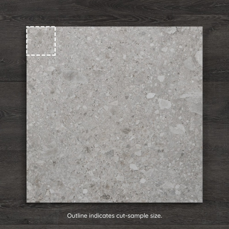 Cippo Silver Terrazzo-Effect Matt Porcelain Tile 60x60cm