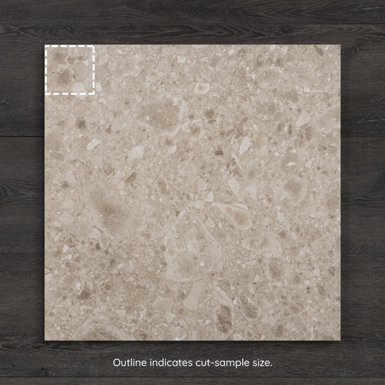 Cippo Taupe Terrazzo-Effect Matt Porcelain Tile 60x60cm