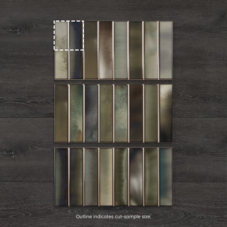 Borealis Green Décor Gloss Ceramic Tile 30x15cm