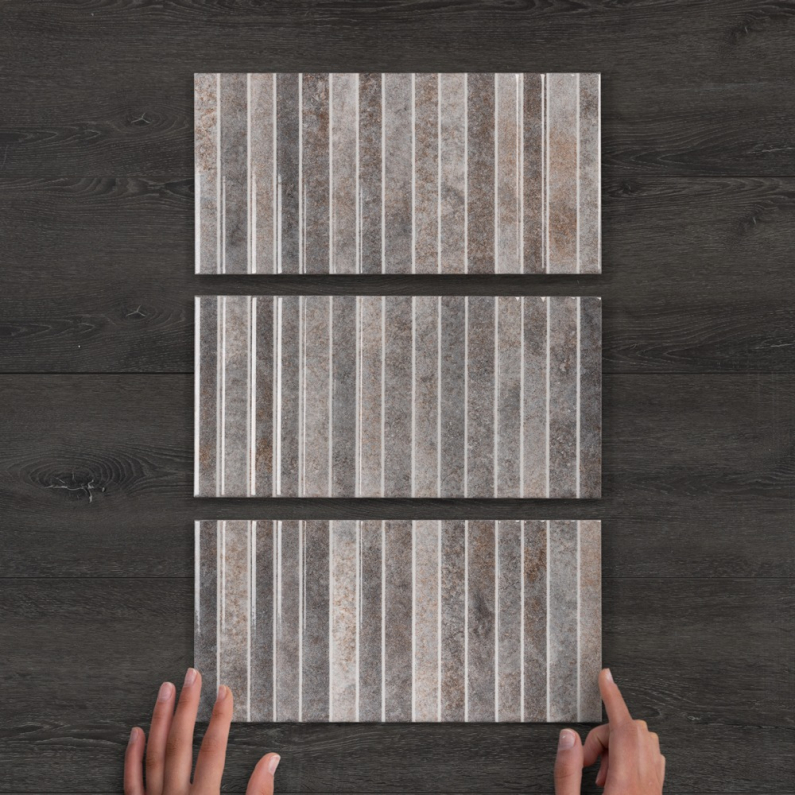 Rubik Greige Décor Gloss Ceramic Tile 30x15cm
