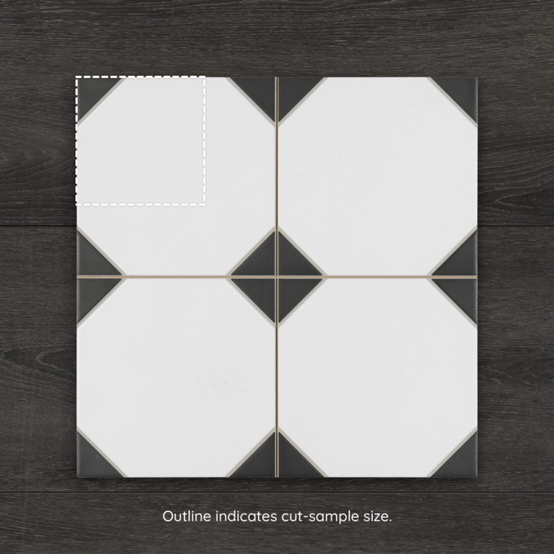 Canterbury Black Pattern Satin Porcelain Tile 33.3x33.3cm