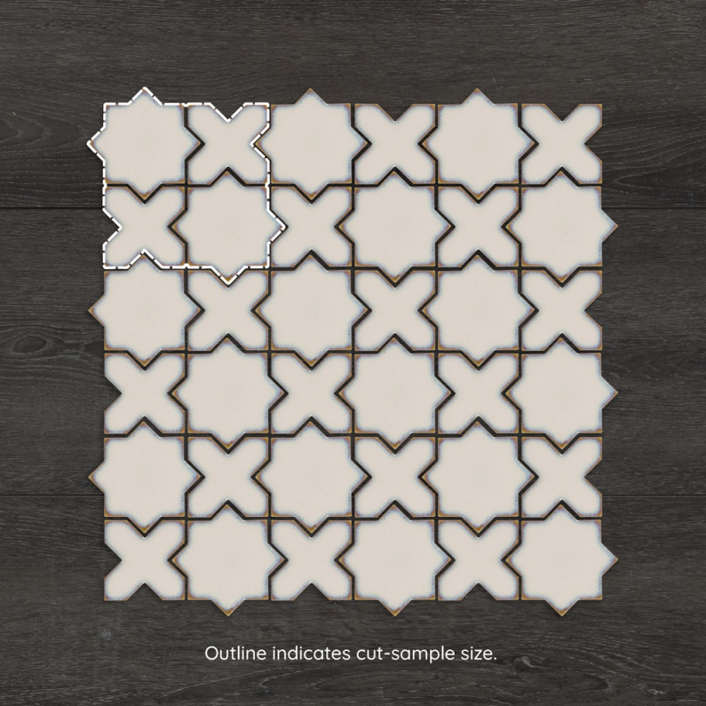 Star and Cross Beige Glazed Porcelain Mosaic 29.6x29.6cm