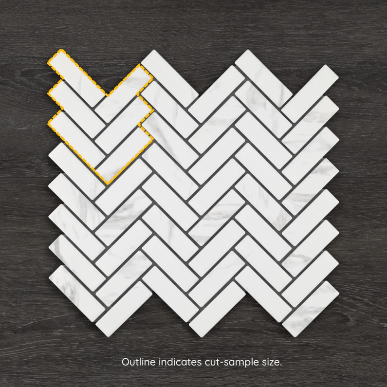 Carrara Herringbone Porcelain Mosaic 27.5x31cm