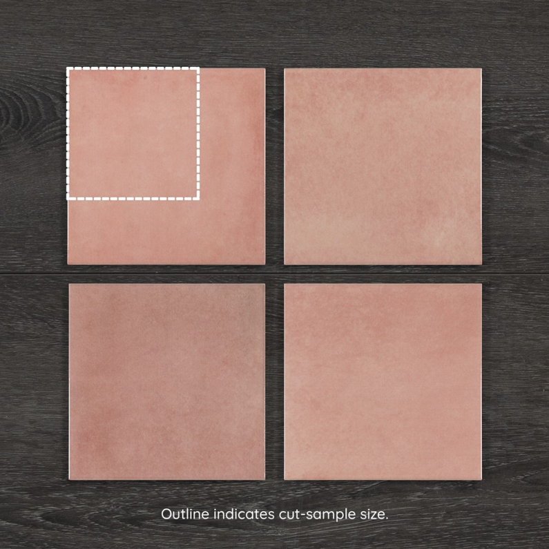 Earth Rosebud Concrete-Effect Gloss Ceramic Tile 15x15cm
