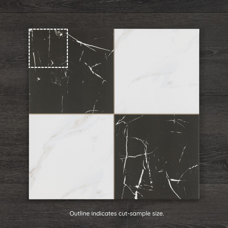 Chess Marquina Pattern Matt Porcelain Tile 44.2x44.2cm