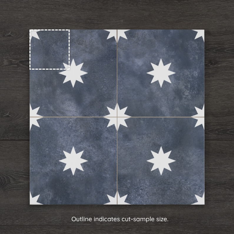 Star Navy Pattern Matt Porcelain Tile 44.2x44.2cm
