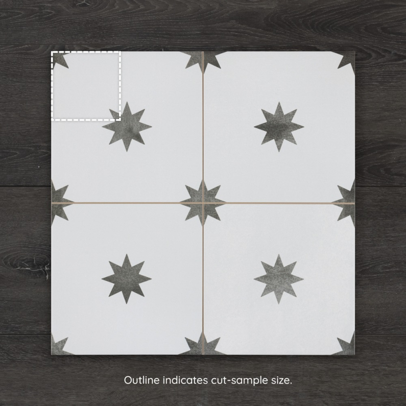 Star White Pattern Matt Porcelain Tile 44.2x44.2cm