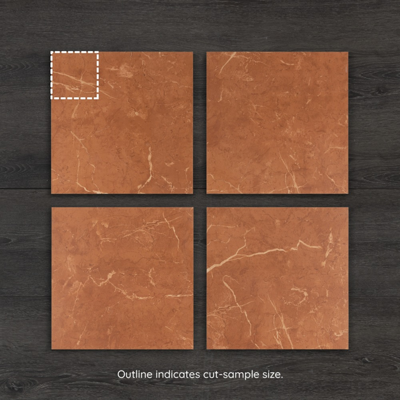 Iconic Red Marble-Effect Checkerboard Matt Porcelain Tile 30x30cm
