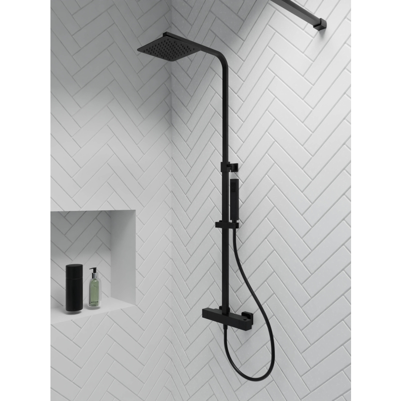 "Square Shower System/Column (Bar, Cool Touch) - Matt Black"