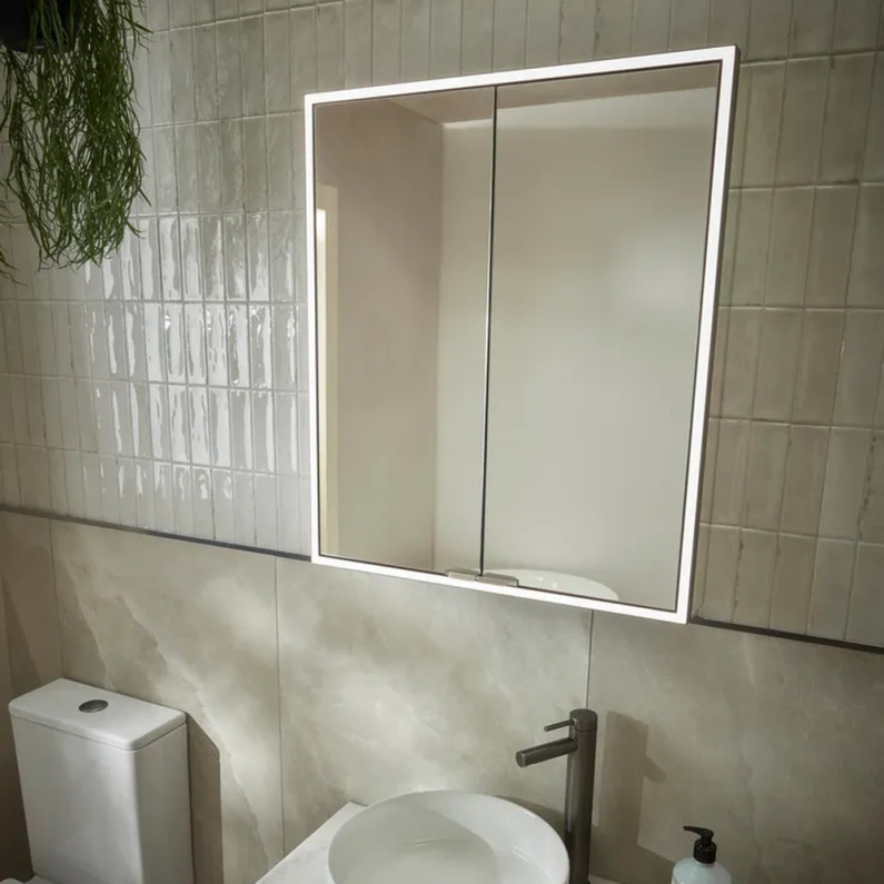 Portrait Mirror Cabinet (Double Door) - Matt Black 600mm