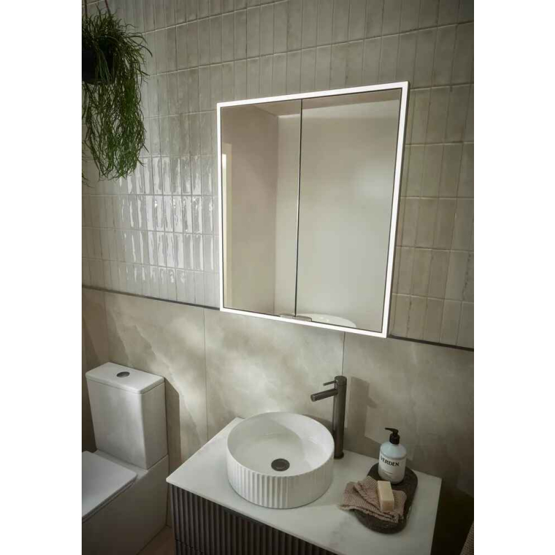 Portrait Mirror Cabinet (Double Door) - Matt Black 600mm