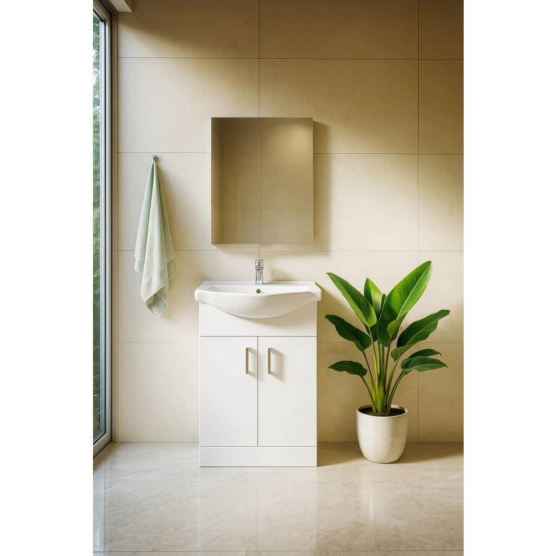 Ardent Floor Standing Vanity Unit - White 550mm