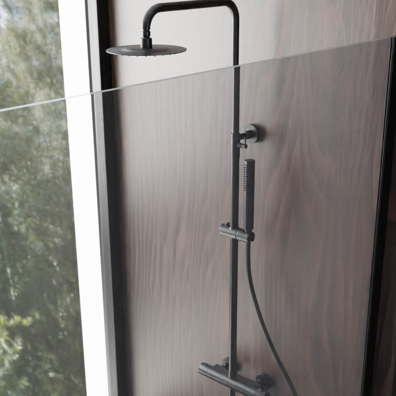 "Round Shower System/Column (Bar, Cool Touch) - Matt Black"